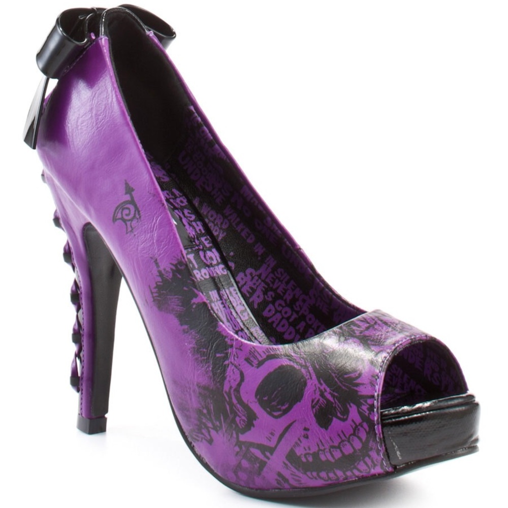 💜💀 Purple and Black Iron Fist Skull Heels 💀💜